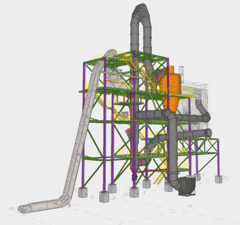 3D model of A TEC's flash dryer for Pecs